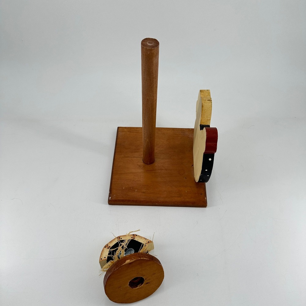 Vintage Folk Art Wooden Paper Towel Holder Hen Chicken Birdhouse Rustic Country - Picture 4 of 8